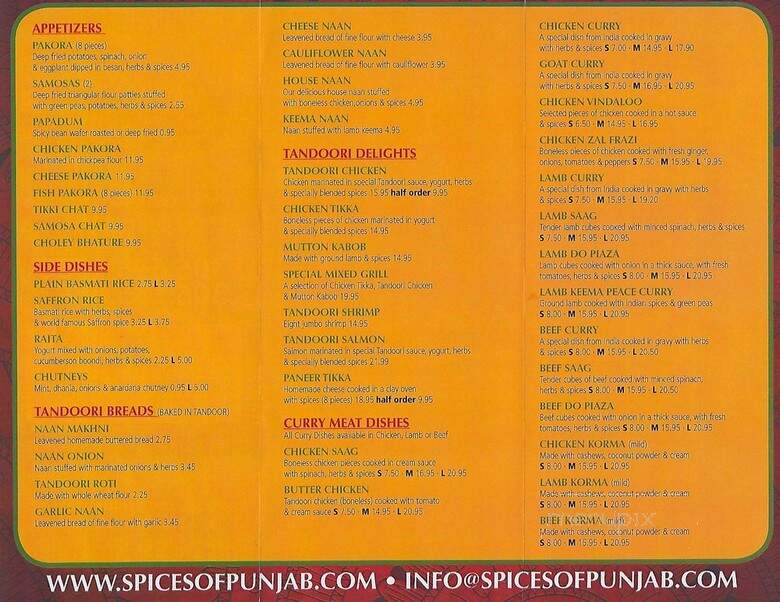 Spices of Punjab - Regina, SK menu_pic