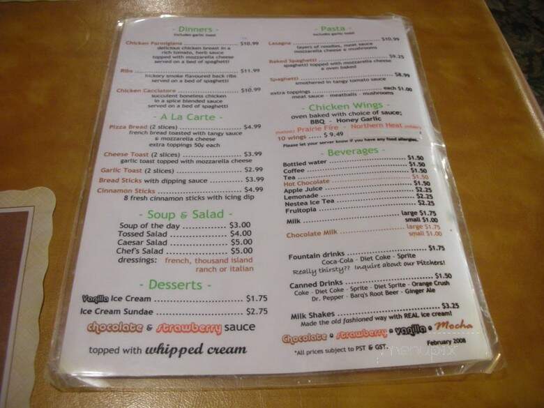 Gondola Pizza Restaurants - Winnipeg, MB menu_pic