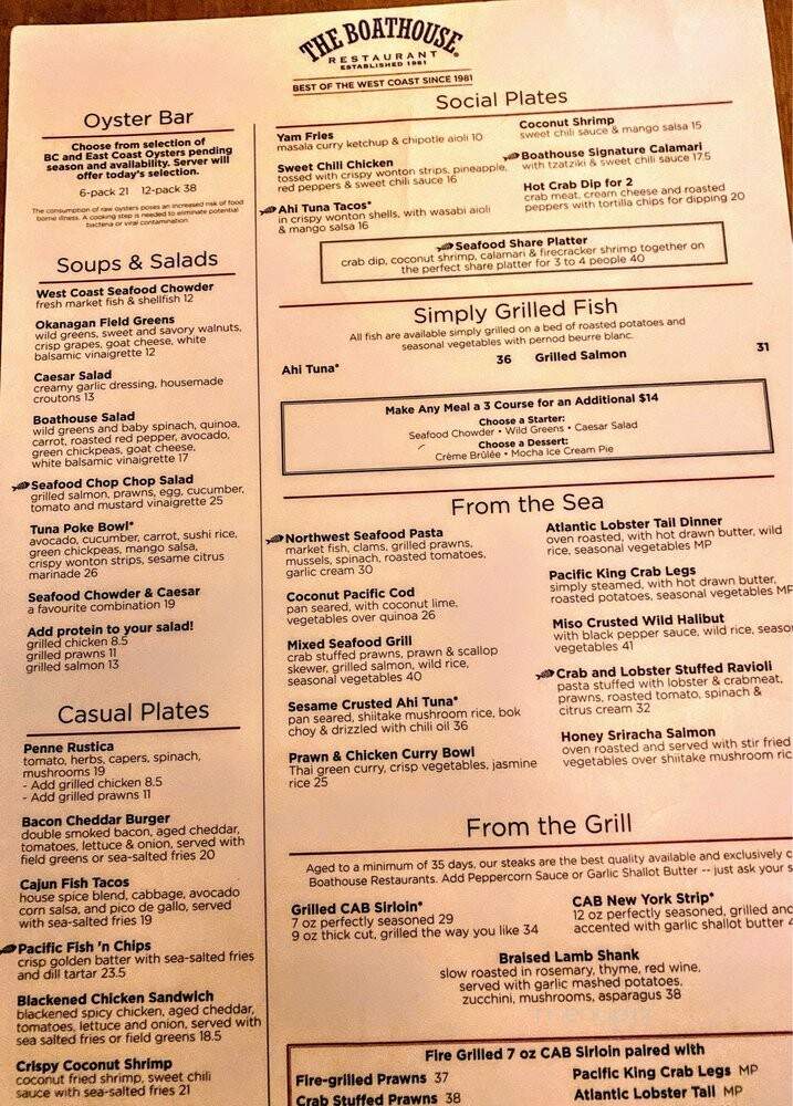 Boathouse - Vancouver, BC menu_pic