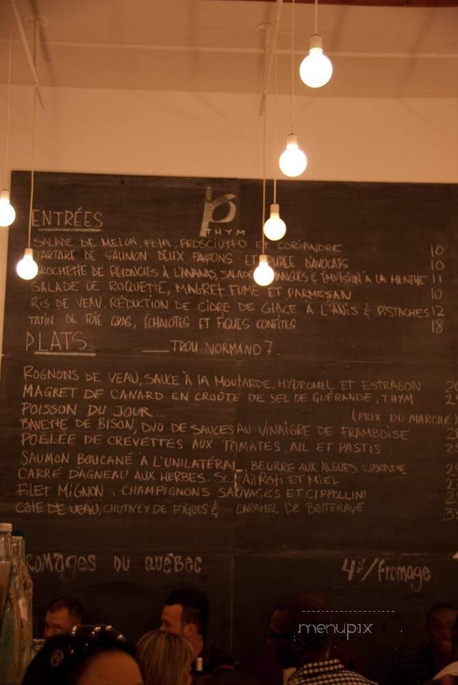 Restaurant O Thym - Montreal, QC menu_pic