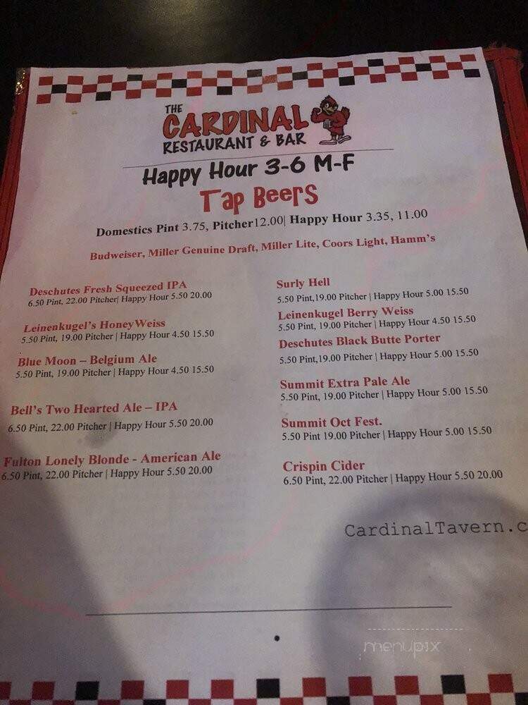 Scorpion Restaurant - Cardinal, ON menu_pic