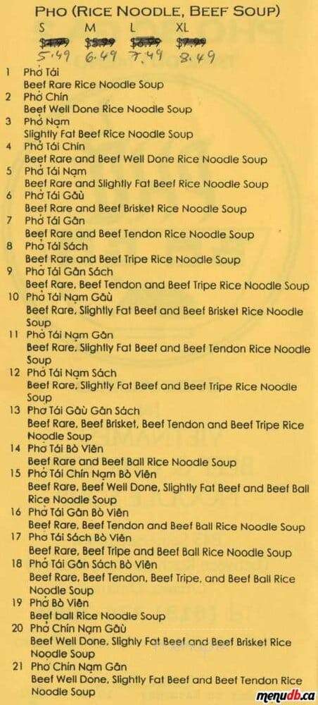 Pho Bo Ga - Ottawa, ON menu_pic