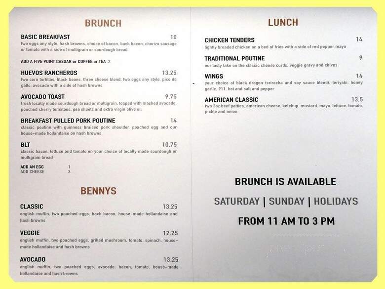 Five Point - Vancouver, BC menu_pic