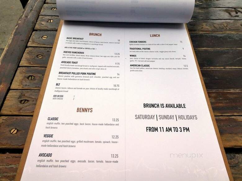 Five Point - Vancouver, BC menu_pic
