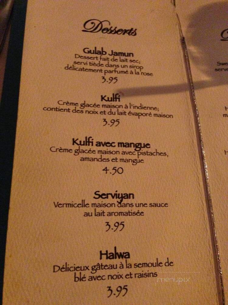 Taj Restaurant (Le) - Montreal, QC menu_pic