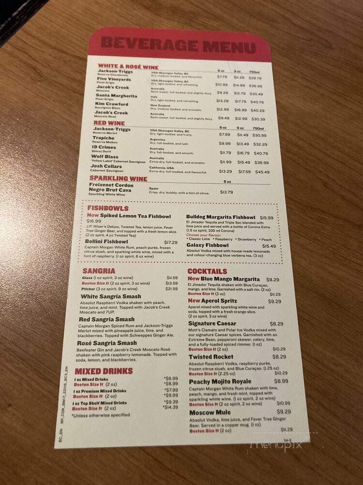 Boston Pizza - Richmond, BC menu_pic