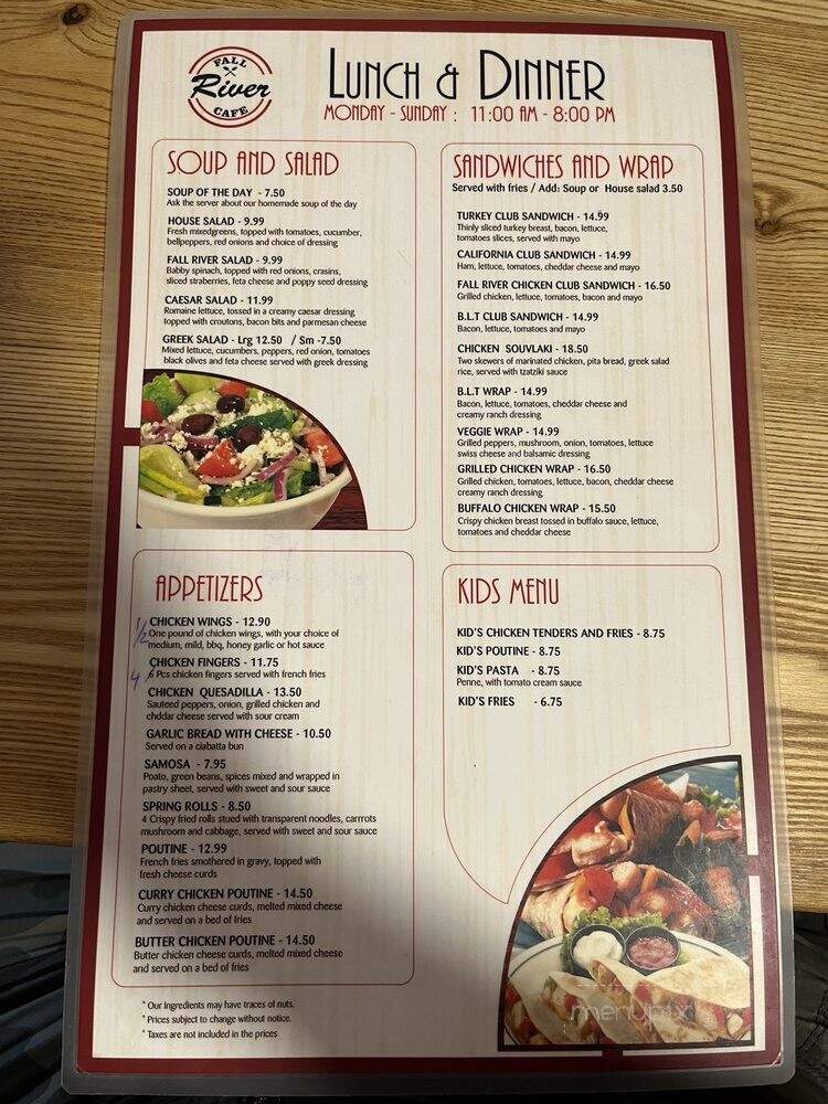 Fall River Pub & Grill - Maberly, ON menu_pic