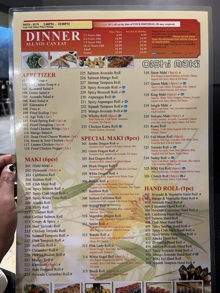 Oishi Maki - Whitby, ON menu_pic