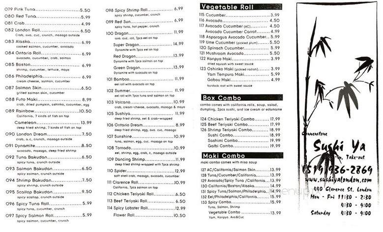 Sushi Ya - London, ON menu_pic