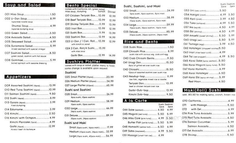 Sushi Ya - London, ON menu_pic