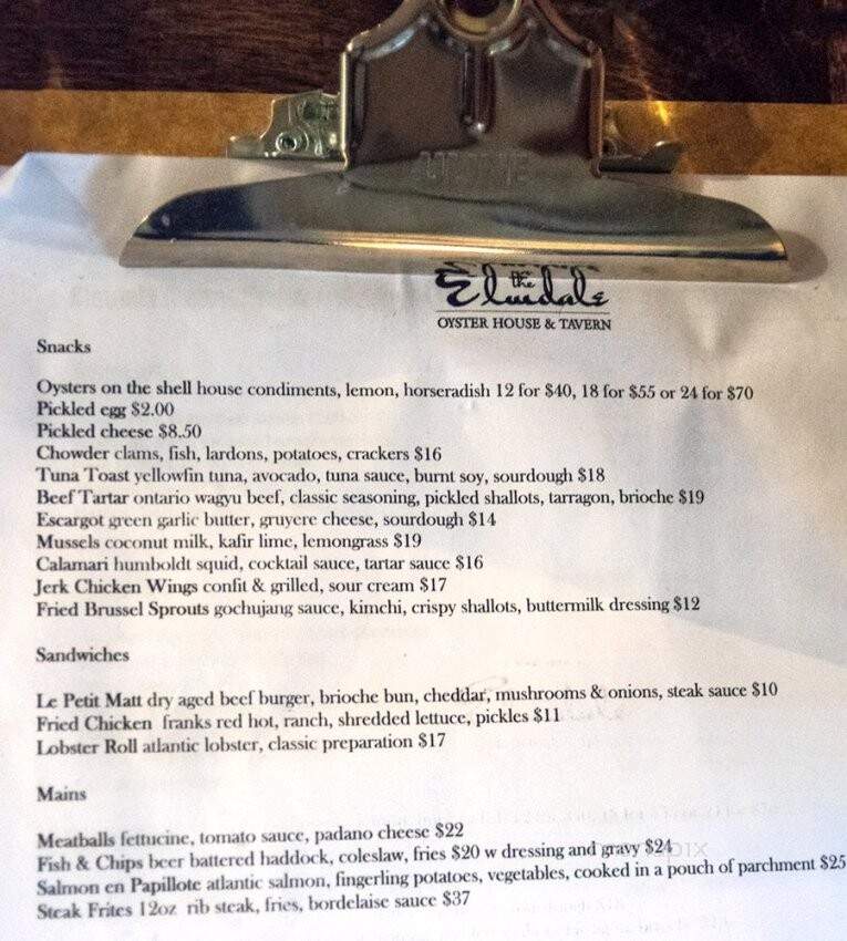 Elmdale House Tavern - Ottawa, ON menu_pic