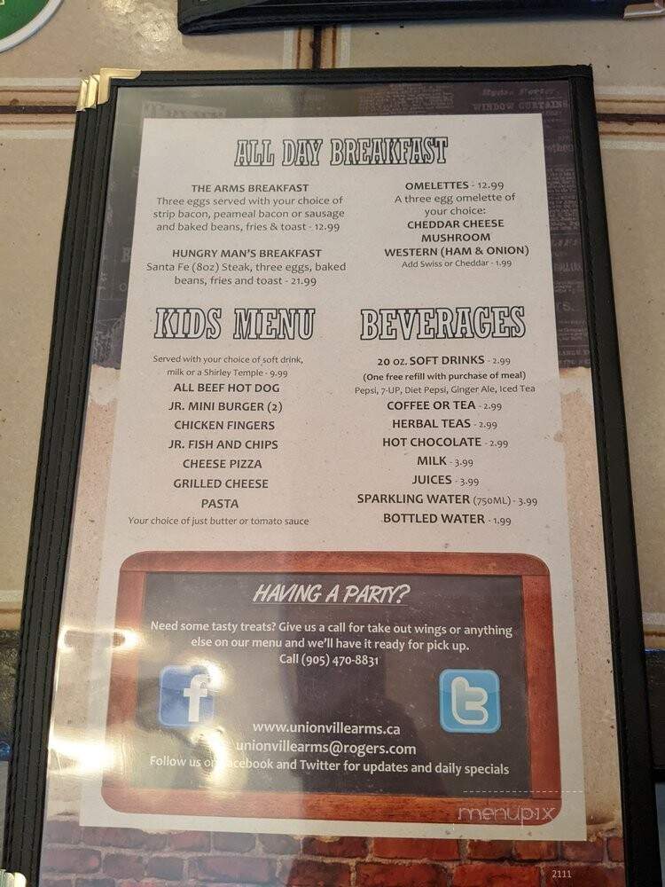 Unionville Arms Pub Grille - Markham, ON menu_pic