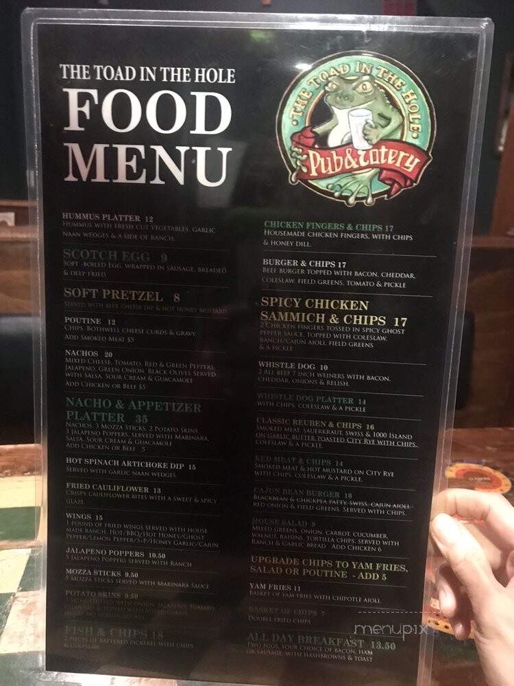 The Toad In The Hole Pub Eatery - Winnipeg, MB menu_pic