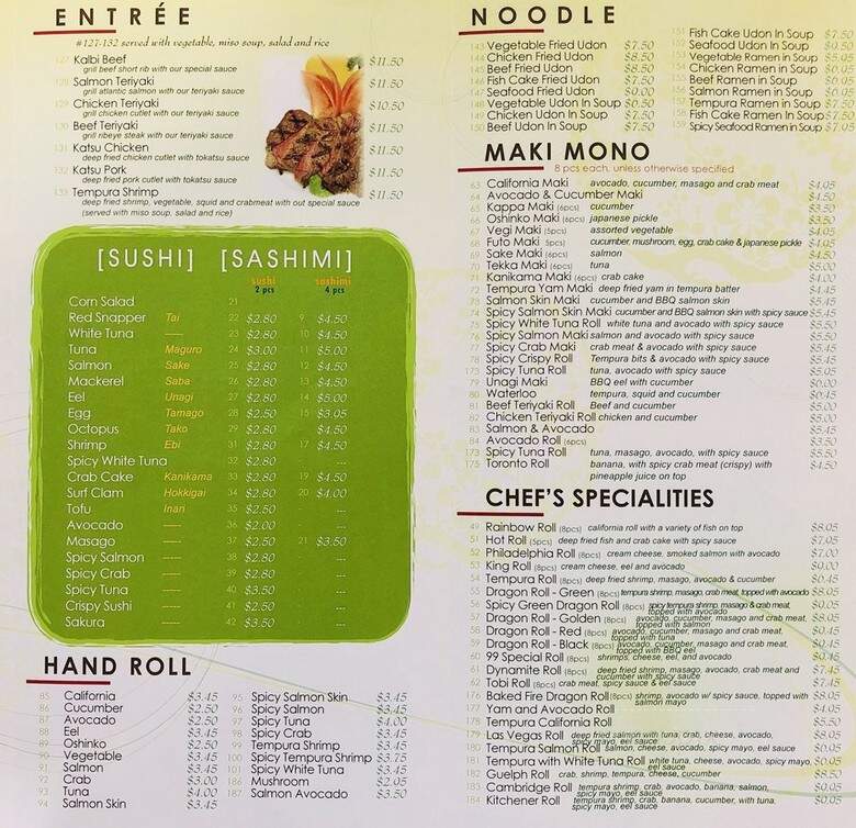 Sushi 99 - Waterloo, ON