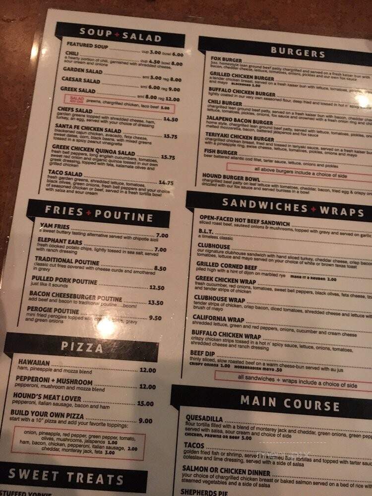 Fox Hounds Pub - Kamloops, BC menu_pic