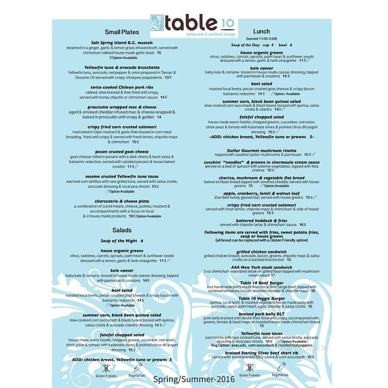 Table 10 Restaurant Cocktail Lounge - Regina, SK