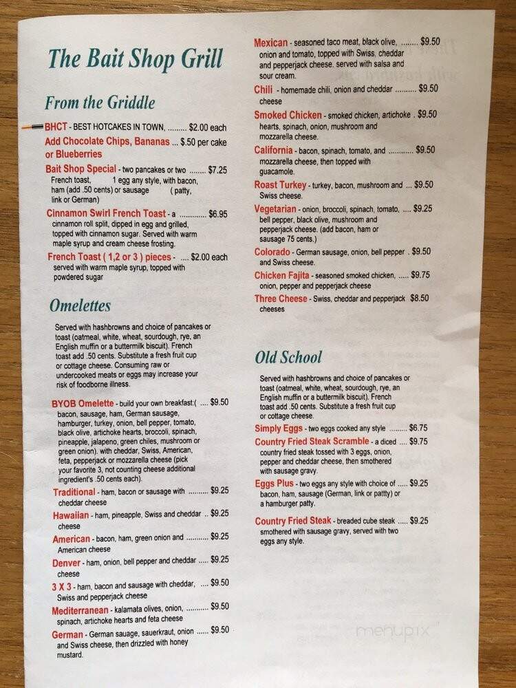 Bait Shop Grill - Lewiston, ID menu_pic
