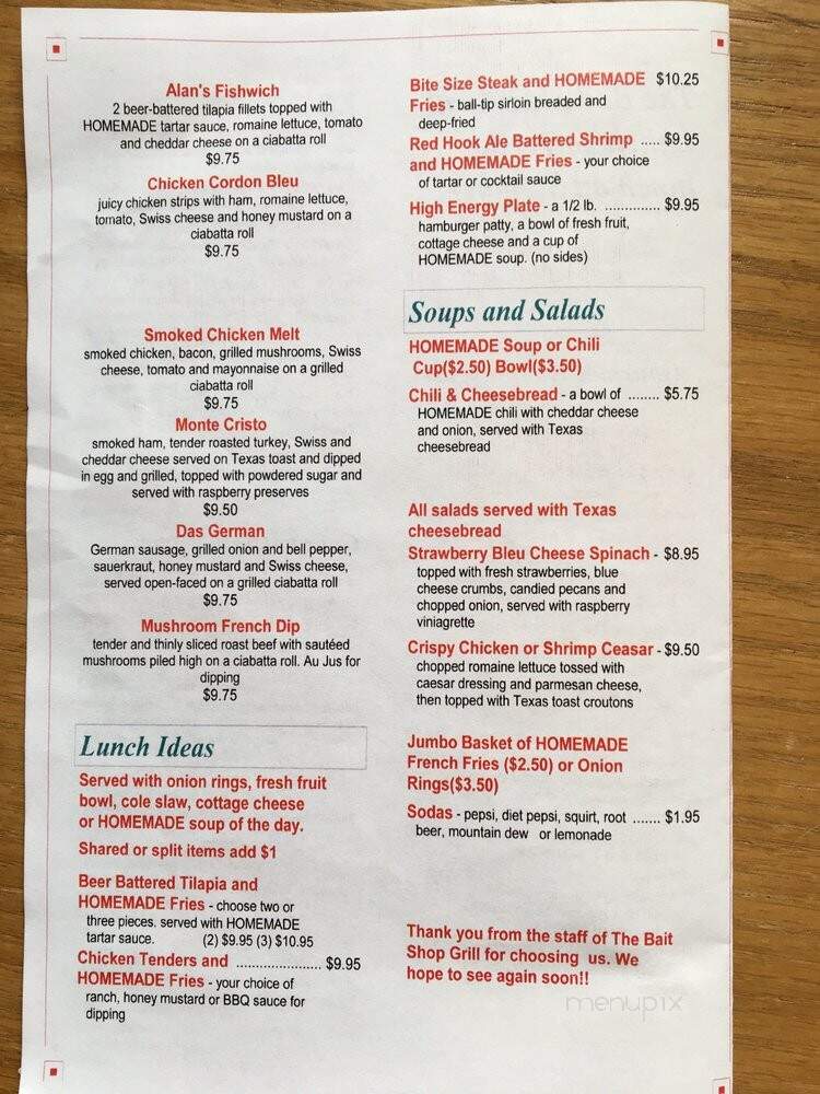 Bait Shop Grill - Lewiston, ID menu_pic