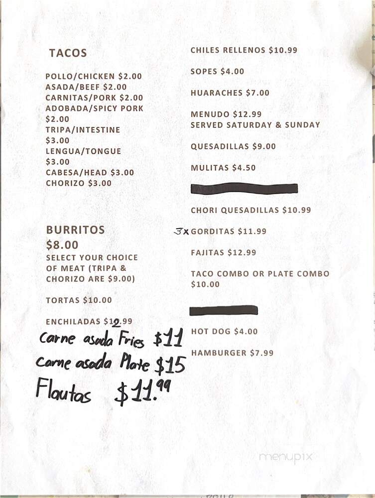 El Rio Restaurant - Homedale, ID menu_pic
