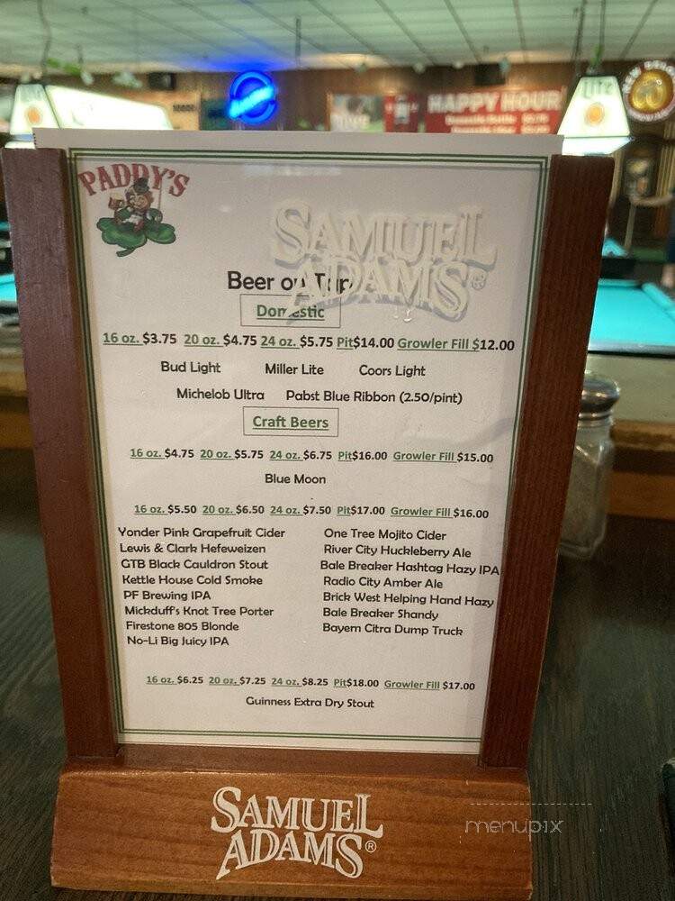 Paddy's - Coeur D'Alene, ID menu_pic