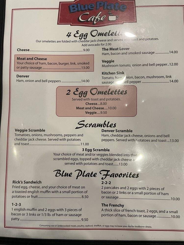 Blue Plate Cafe - Hayden, ID menu_pic
