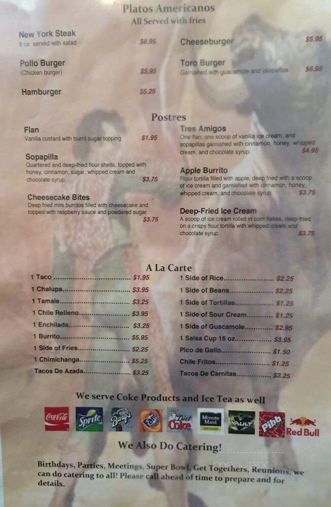 Toro Viejo - Coeur D'Alene, ID menu_pic