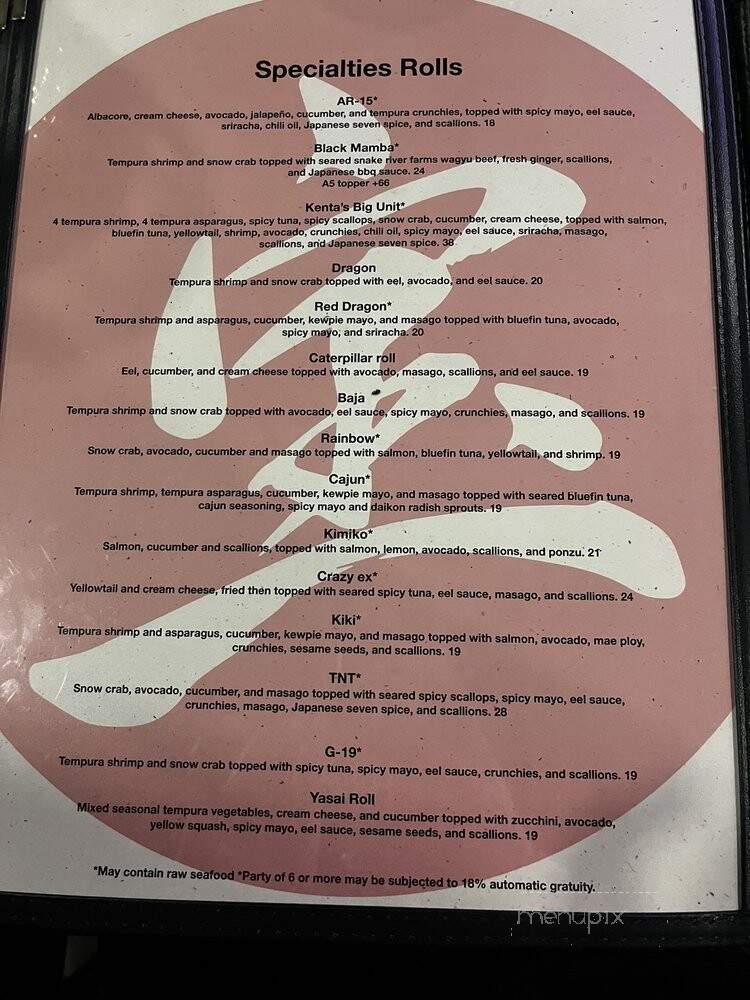 Takara Restaurant - Coeur D'Alene, ID menu_pic
