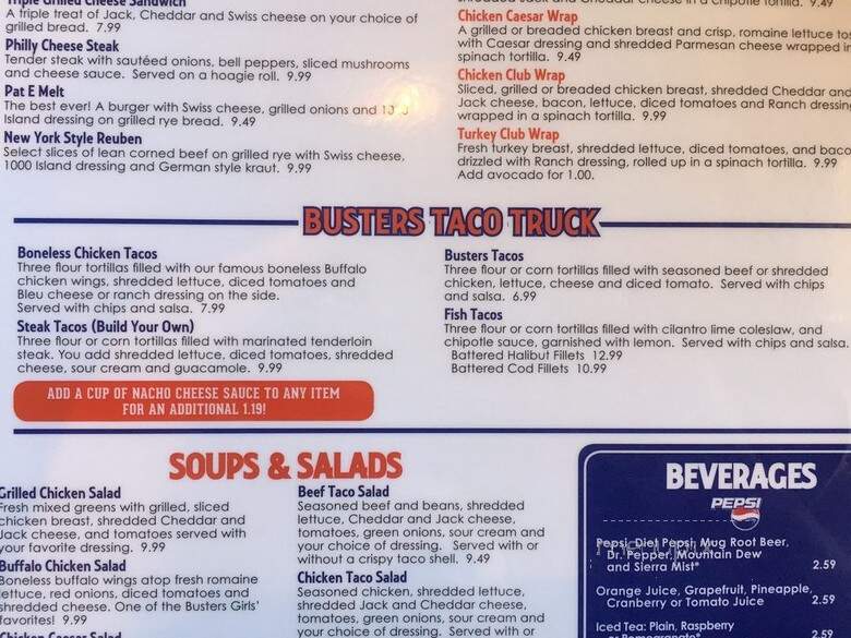 Buster's Restaurant - Eagle, ID menu_pic