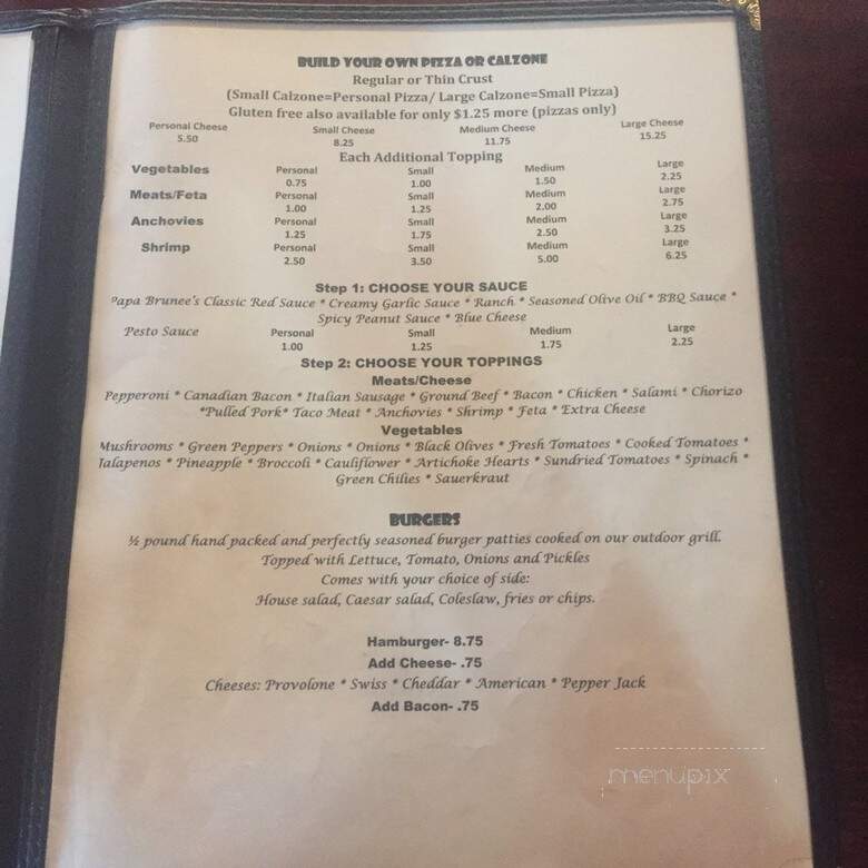 Papa Brunee's - Stanley, ID menu_pic