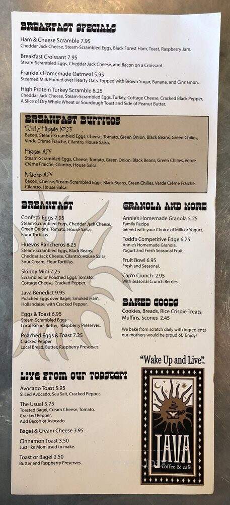 Java Downtown Boise - Boise, ID menu_pic
