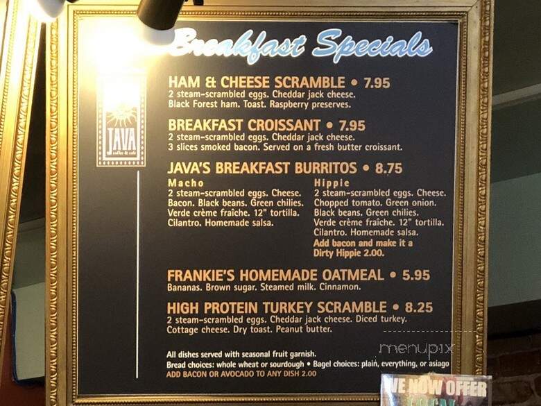 Java Downtown Boise - Boise, ID menu_pic
