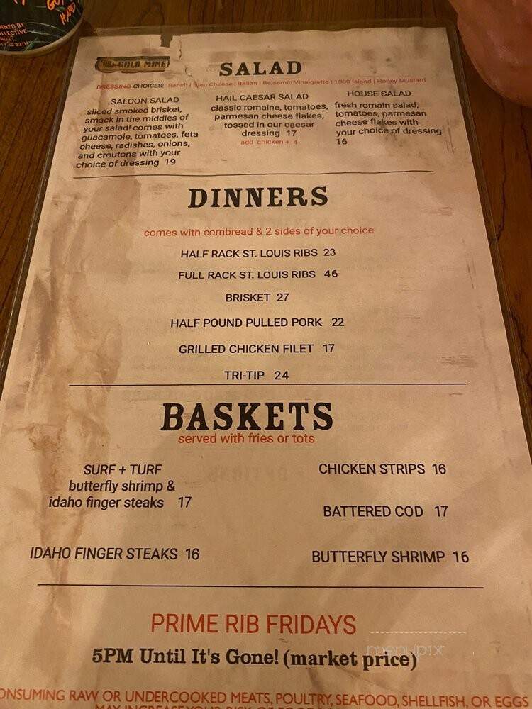 Gold Mine Eatery & Spirits - Boise, ID menu_pic