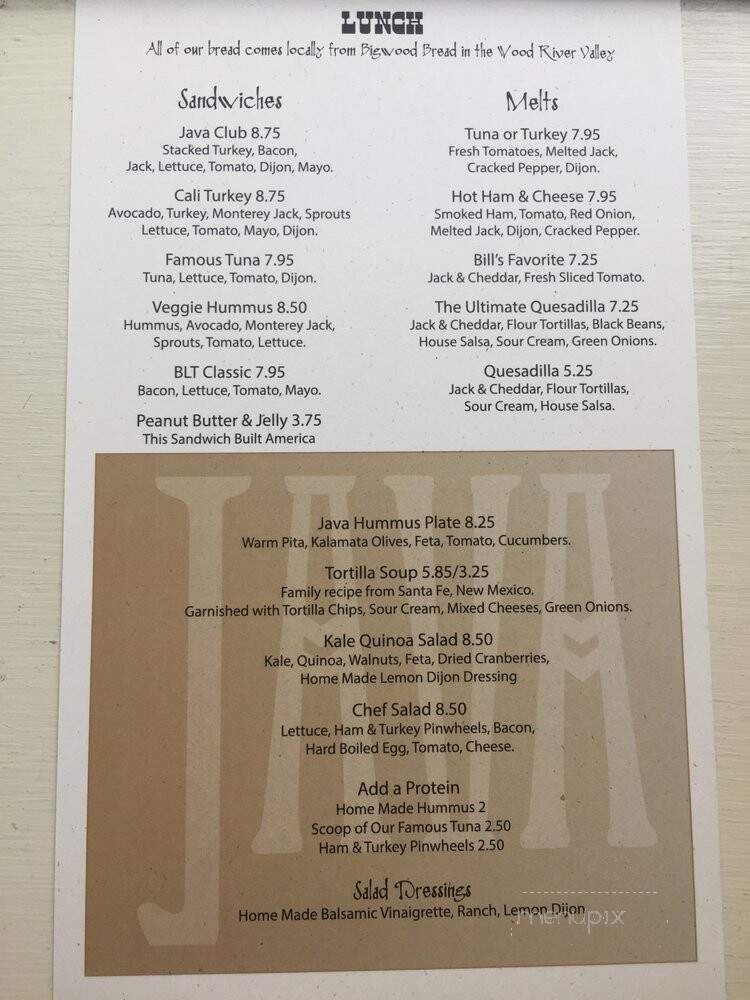 Jave On Fourth - Ketchum, ID menu_pic