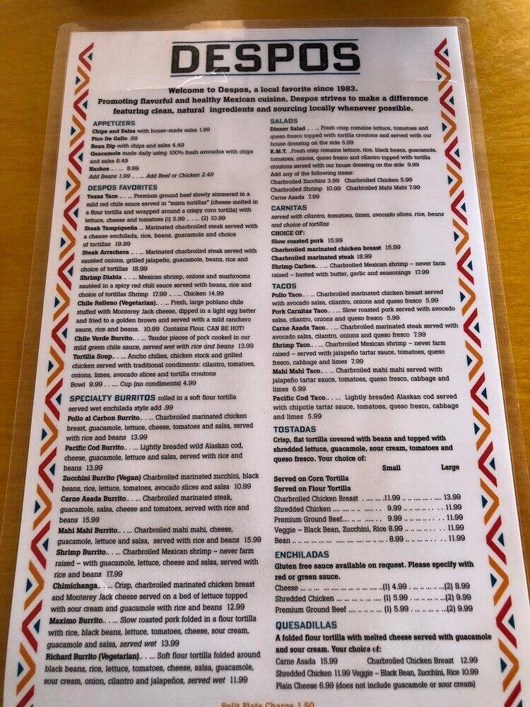 Desperado's - Ketchum, ID menu_pic