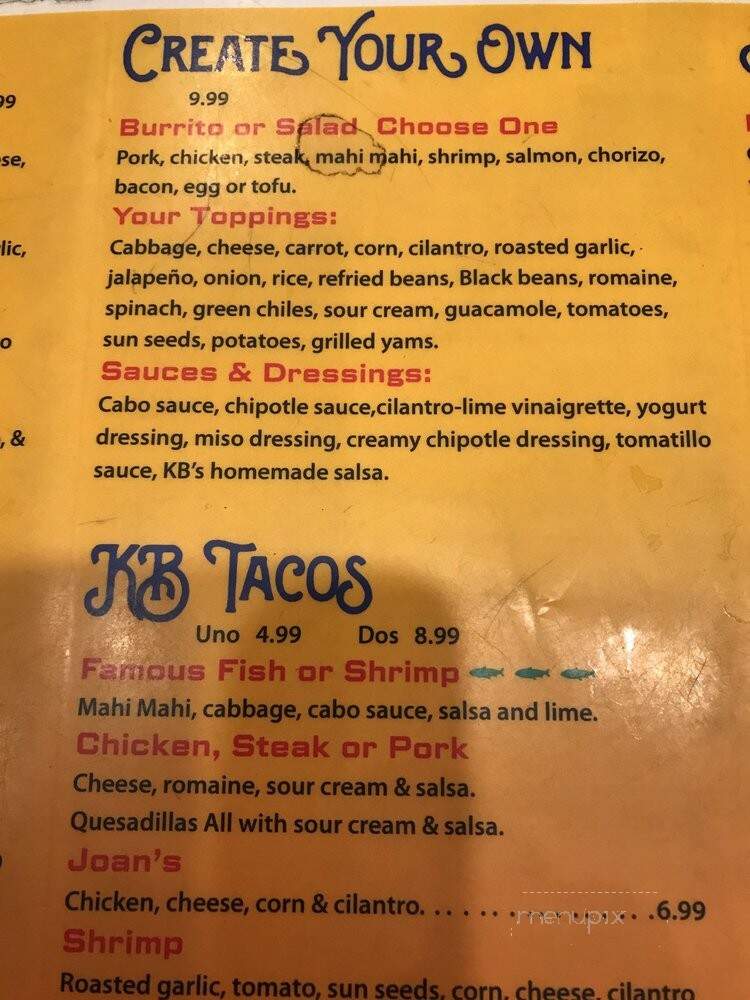 K B's South - Hailey, ID menu_pic