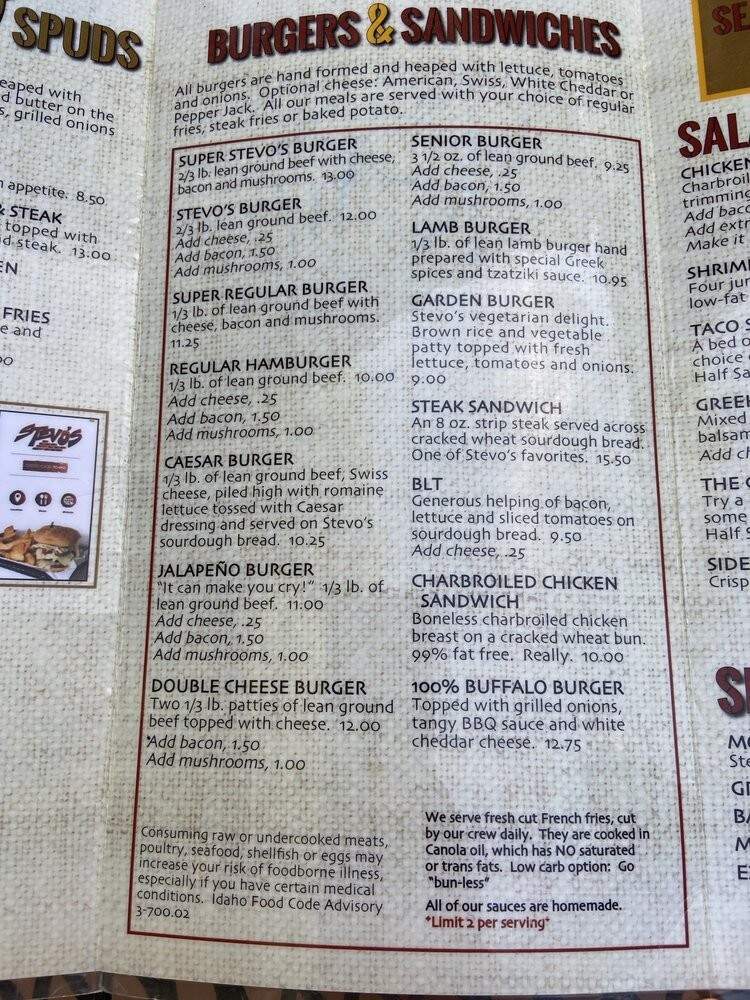 Stevo's - Heyburn, ID menu_pic