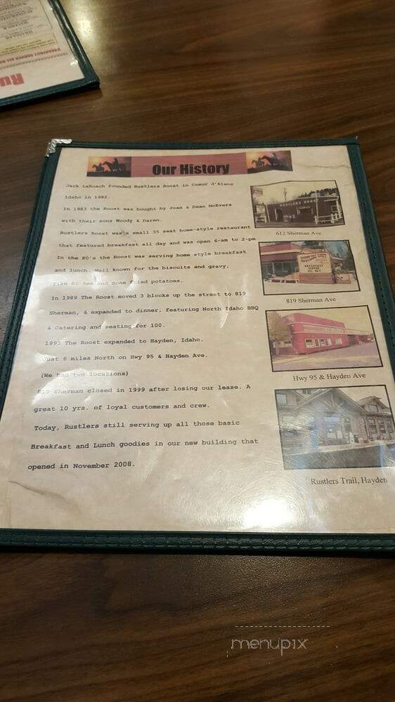 Rustler's Roost - Hayden Lake, ID menu_pic