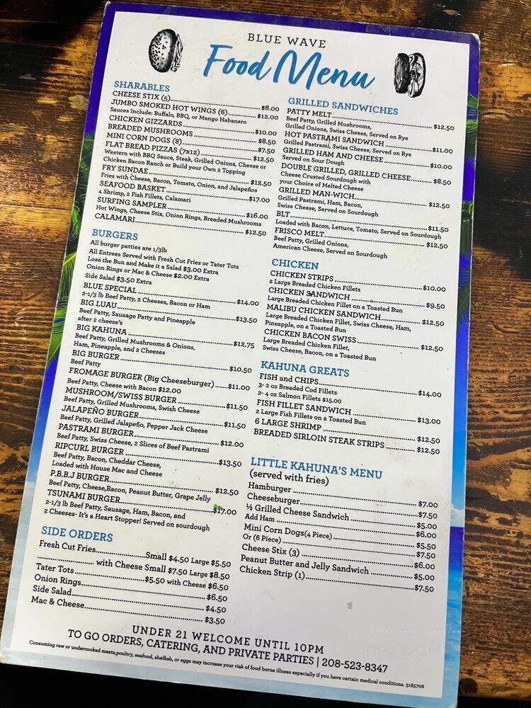 Blue Wave - Idaho Falls, ID menu_pic