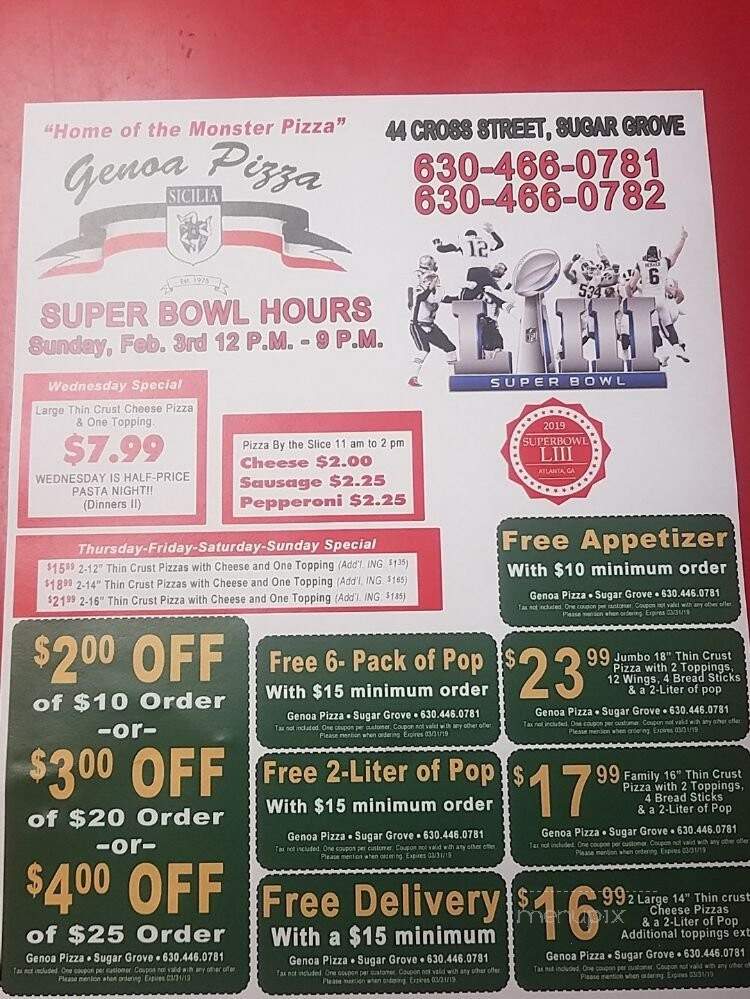 Genoa Pizza - Sugar Grove, IL menu_pic