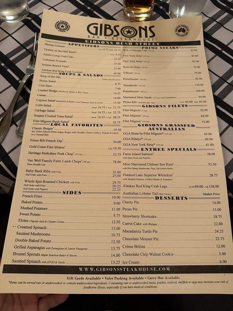 Gibson's Steakhouse & Bar - Chicago, IL menu_pic