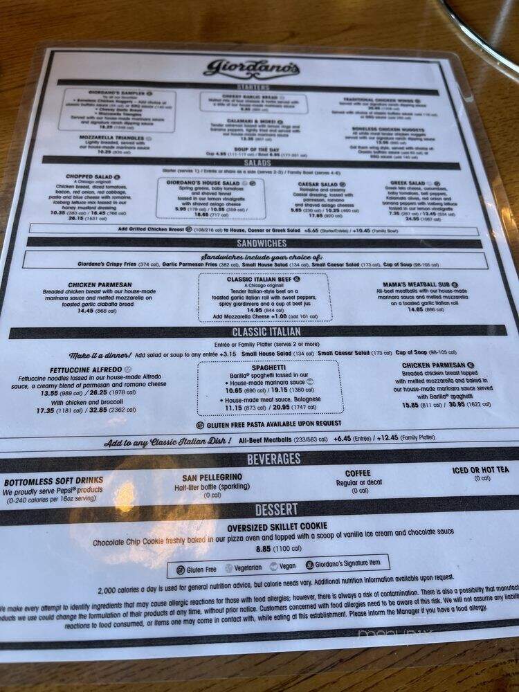 Giordano's - South Elgin, IL menu_pic