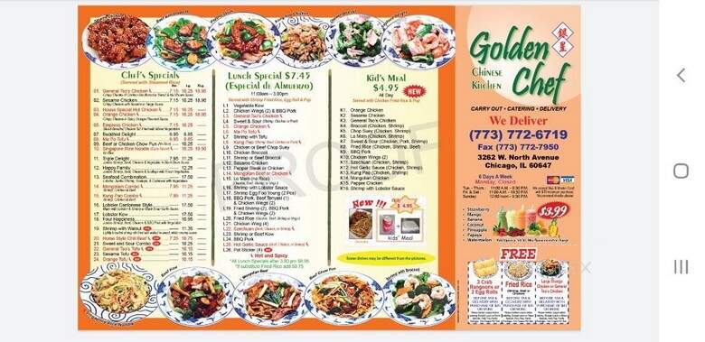 Golden Chef Chinese Kitchen - Chicago, IL menu_pic