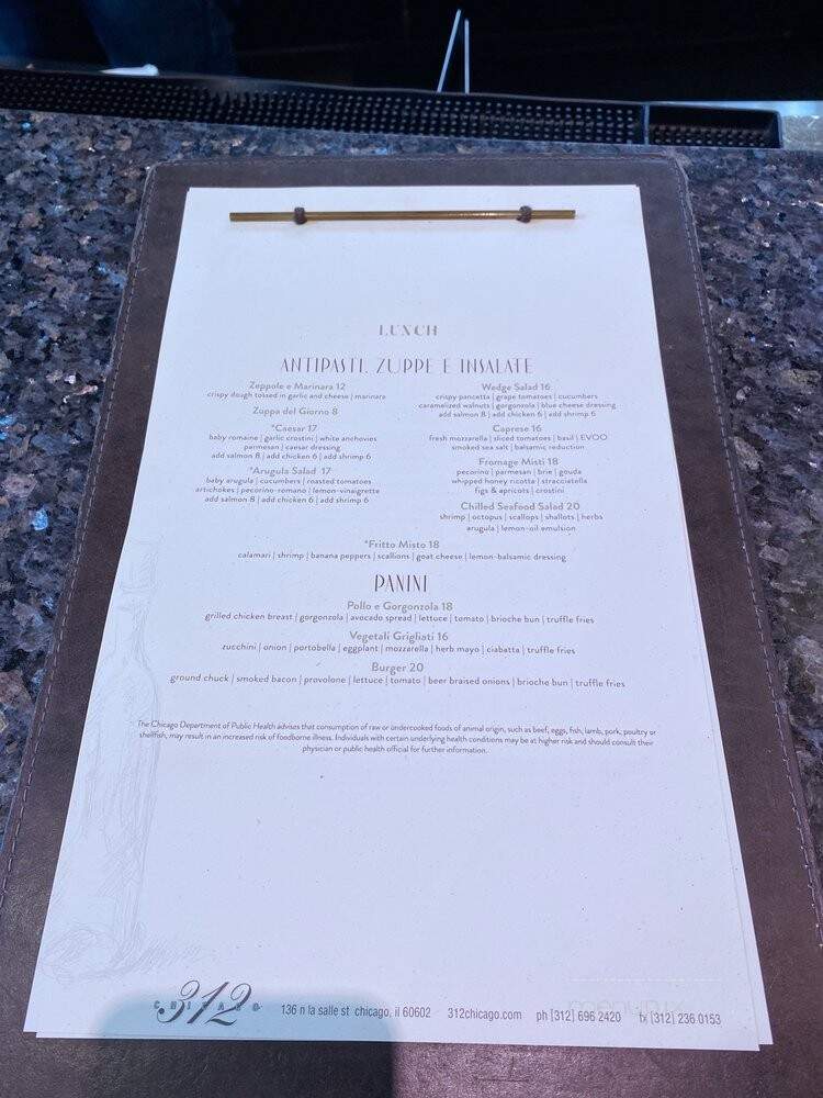 312 Chicago - Chicago, IL menu_pic