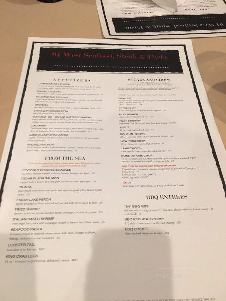 94 West - Orland Park, IL menu_pic