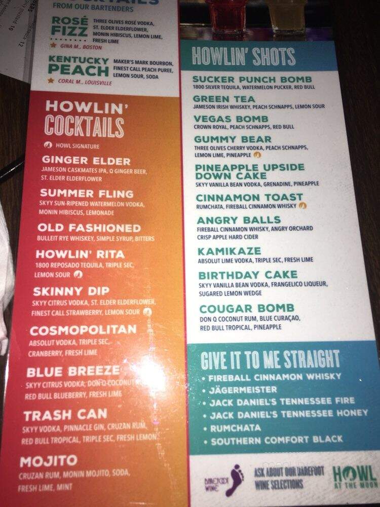 Howl At The Moon - Chicago, IL menu_pic