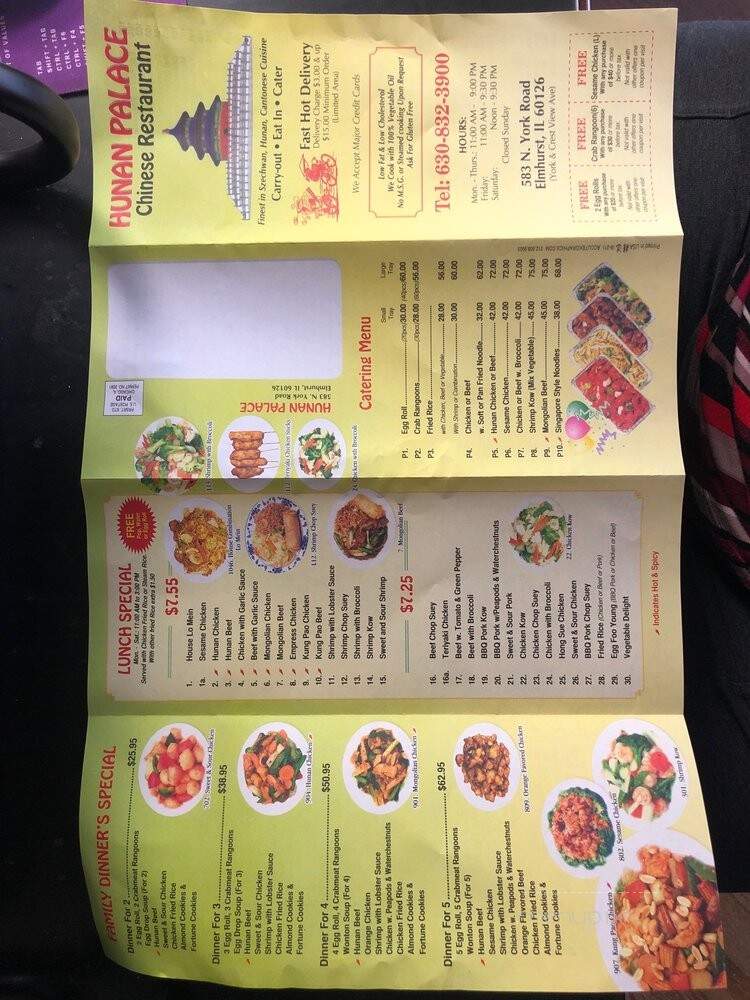 Hunan Palace Chinese Restaurant - Elmhurst, IL menu_pic