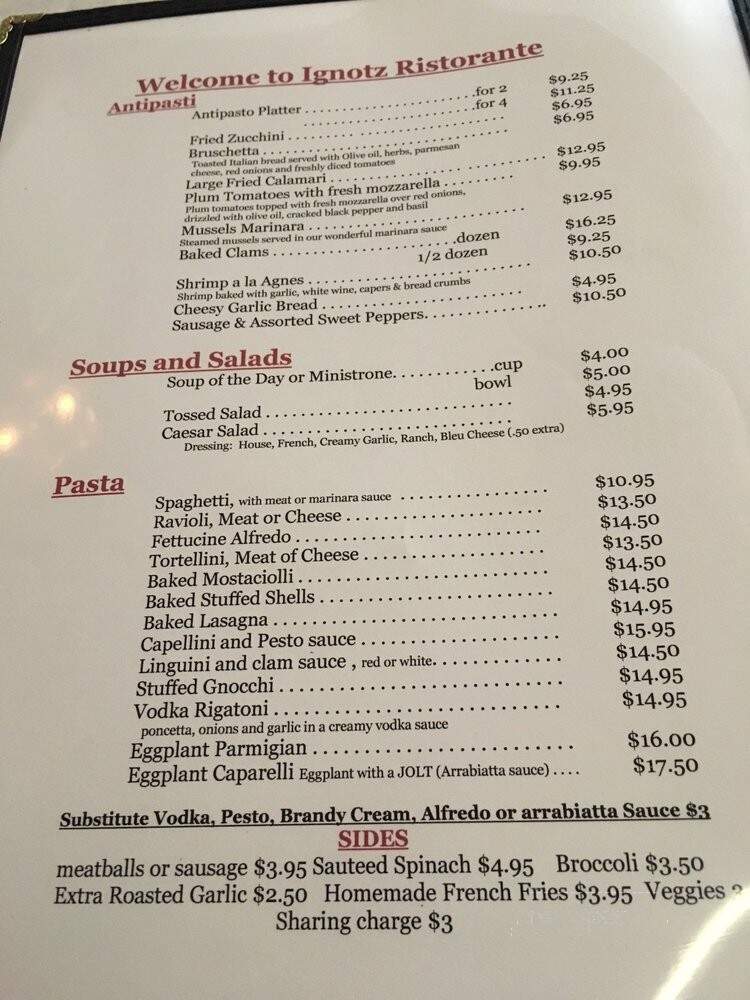Ignotz Ristorante - Chicago, IL menu_pic