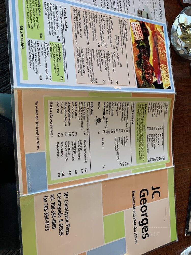 J C Georges - Countryside, IL menu_pic
