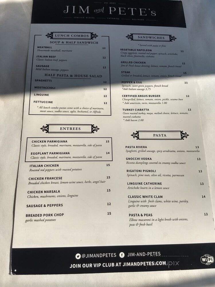 Jim & Pete's Restaurant - Elmwood Park, IL menu_pic