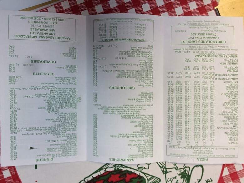 Albano's Pizzeria - Cicero, IL menu_pic